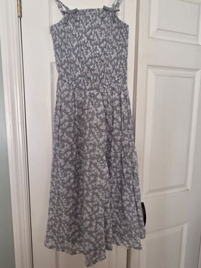 abercrombie kids gray floral smocked maxi dress